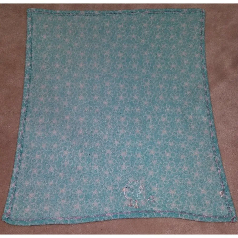 Baby Gear Blue Pink Bird Security Blanket Fleece Lovey White 30